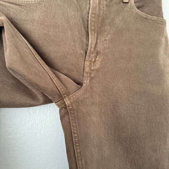Abercrombie & Fitch Women's Brown 90's Straight Ultra-High Rise Raw Hem Jean 26R - Picture 6 of 8